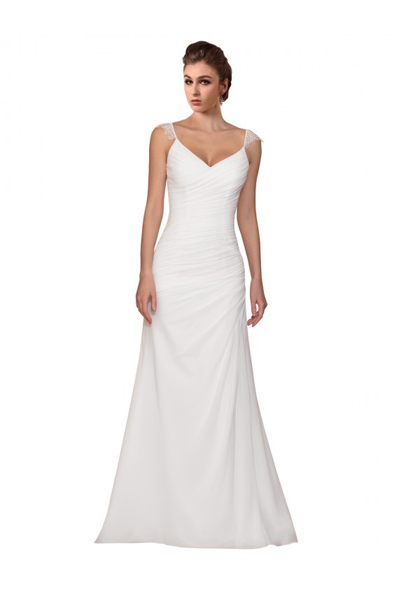 V-Neck Sheath Chiffon Wedding Dress with Straps