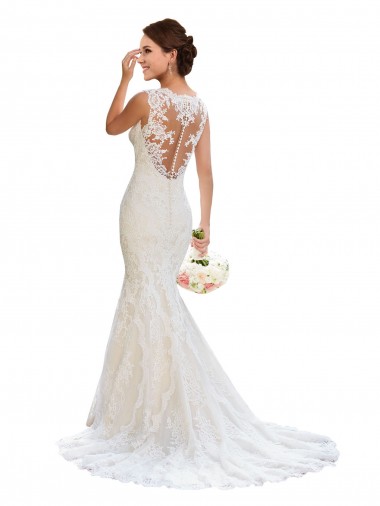 Shop V-Neck Mermaid Vintage Lace Wedding Dress UK
