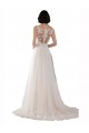 High Lace Neck Illusion Back Tulle Boho Wedding Dress