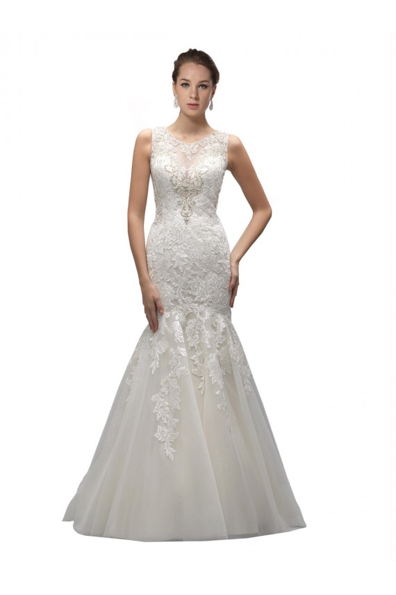 Illusion High Neck Mermaid Lace Wedding Dress