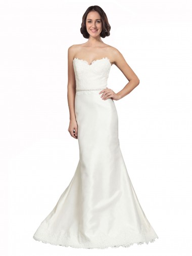 Shop Trumpet Satin Wedding Dress with Sweetheart Lace Bodice UK