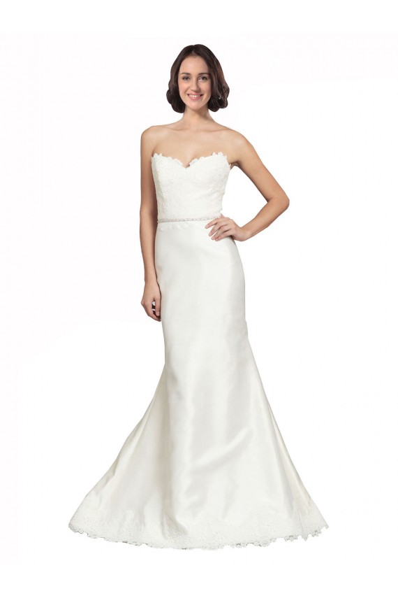 Trumpet Satin Wedding Dress with Sweetheart Lace Bodice
