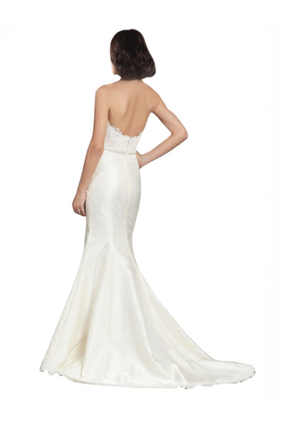 Trumpet Satin Wedding Dress with Sweetheart Lace Bodice