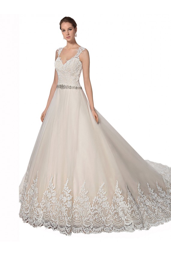 Sweetheart Cap Sleeves Tulle Lace Wedding Dress