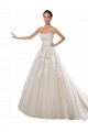 Strapless Ball Gown Tulle Wedding Dress with Lace Cascades