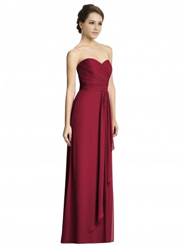Shop Long Strapless Chiffon Bridesmaid Dress with Side Slit UK