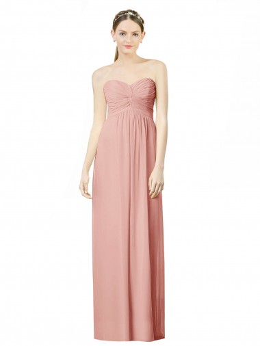 Shop Long Chiffon Sweetheart Bridesmaid Dress with Twist Bodice UK