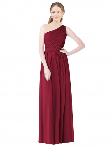 Shop One Shoulder Full Length Long Chiffon Bridesmaid Dress. UK