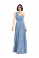 One Shoulder Long Chiffon Bridesmaid Dress with Sweetheart Bodice