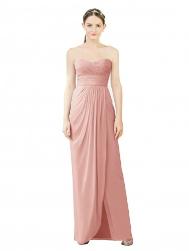 Shop Strapless Sweetheart Long Chiffon Wrap Bridesmaid Dress UK