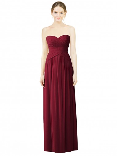 Shop Draped Full Length Strapless Chiffon Bridesmaid Dress UK