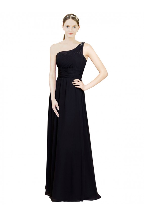 Sweetheart Chiffon Bridesmaid Dress with Beaded One Shoulder Strap
