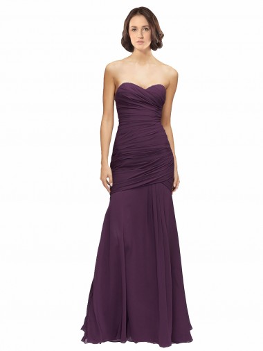 Shop Full Length Chiffon Bridesmaid Dress with Sweetheart Neckline and Ruffles UK