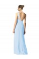 One Shoulder Long Chiffon Bridesmaid Dress with Shirred Bodice and Front Keyhole
