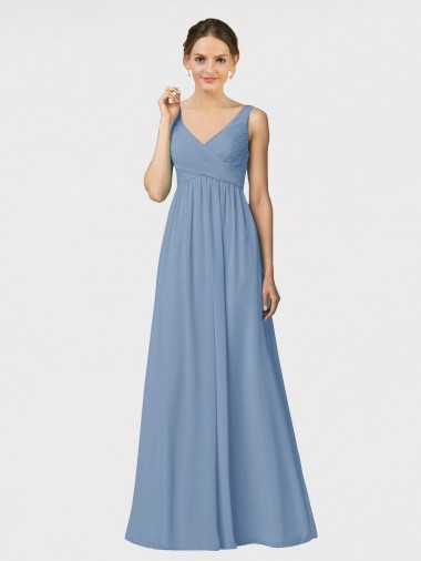 Shop Long Chiffon Bridesmaid Dress with Sweetheart Neckline and Wide Straps UK
