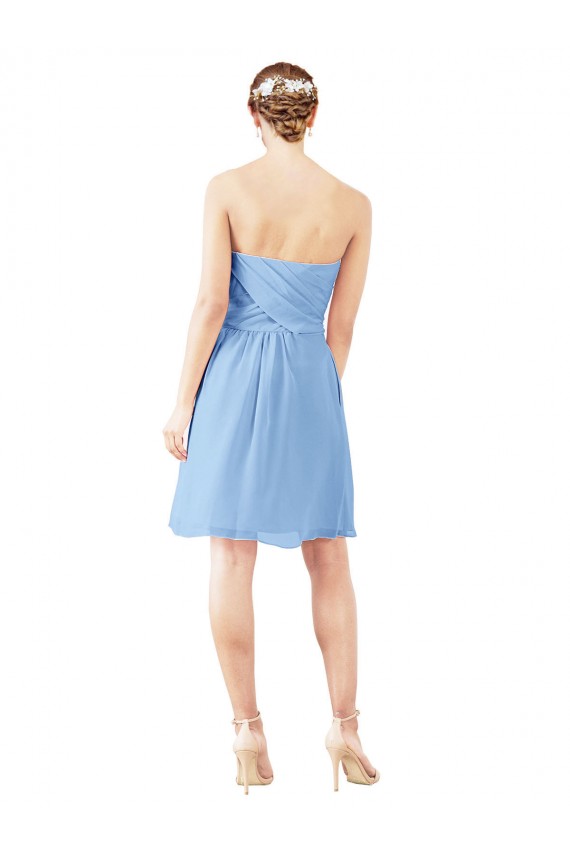 Short Knee Length Chiffon Cocktail Bridesmaid Dress with Twisted Strapless Sweetheart Neckline