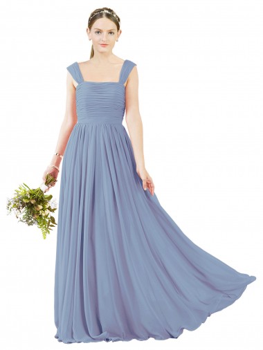 Shop Square Neckline Sexy Open Back Long Chiffon Bridesmaid Dress UK