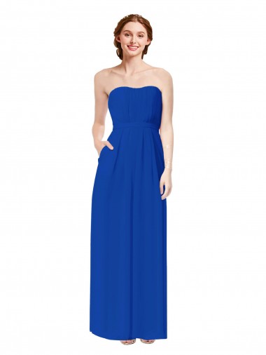 Shop Strapless Sweetheart Keyhole Back Long Chiffon Bridesmaid Dress UK
