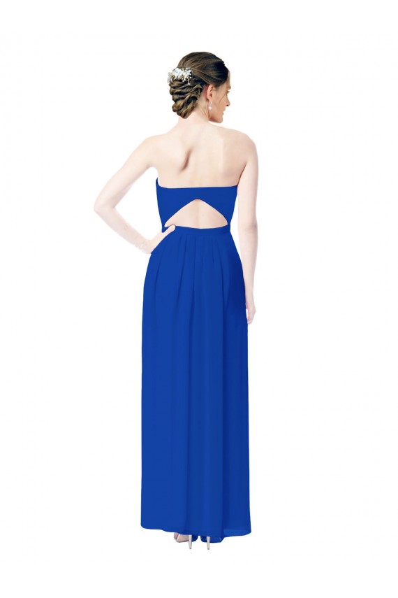 Strapless Sweetheart Keyhole Back Long Chiffon Bridesmaid Dress