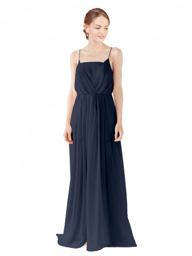Shop Spaghetti Straps Open Back Long Chiffon Bridesmaid Dress UK