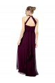 Keyhole Back Long Chiffon Halter Dress with Halter Straps Cross Neck