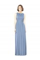 Open Keyhole Back Bateau Neck Chiffon Bridesmaid Dress