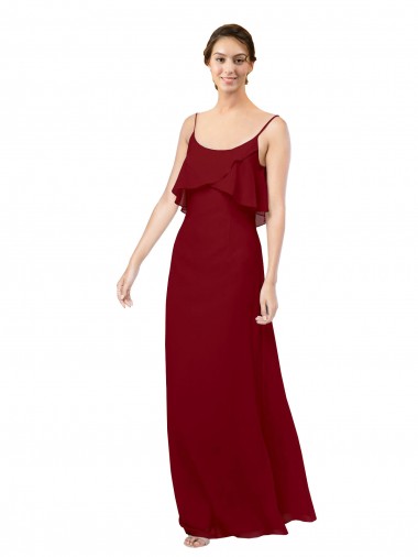 Shop Scoop Neck Chiffon Bridesmaid Dress with Spaghetti Straps and Low Back UK