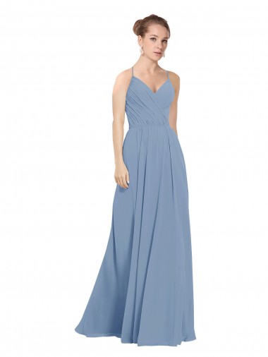 Shop Chiffon Bridesmaids Dress with Draped V-Neck Bodice and Keyhole Back UK