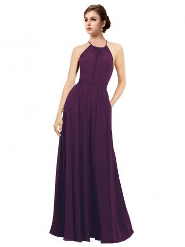 Shop Elegant Chiffon Bridesmaids Dress with Softly Draped Bodice UK
