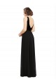 Stretch Velvet and Chiffon Bridesmaids Dress with V-Neckline