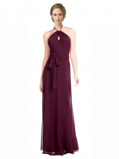 Shop Full Length Chiffon Bridesmaid Dress with Halter Top UK