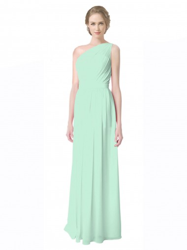 Shop One Shoulder Chiffon Bridesmaid Dress with Asymmetrical Ruched Bodice UK