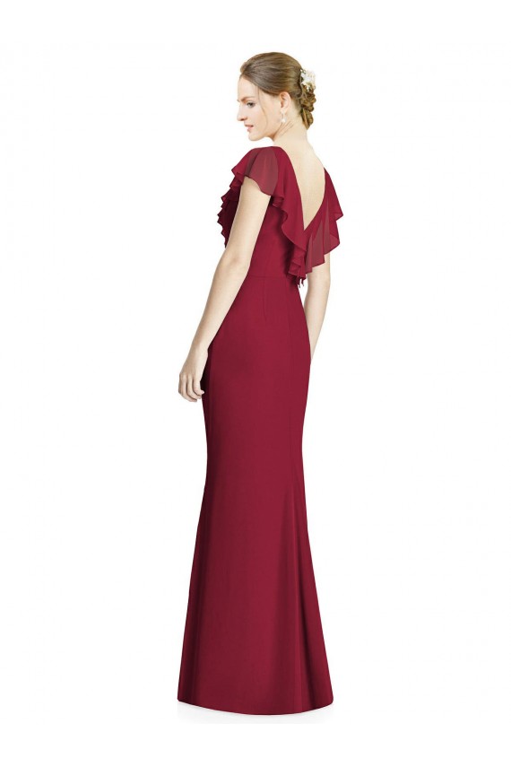 V-Neck V-Back Long Chiffon Bridesmaid Dress