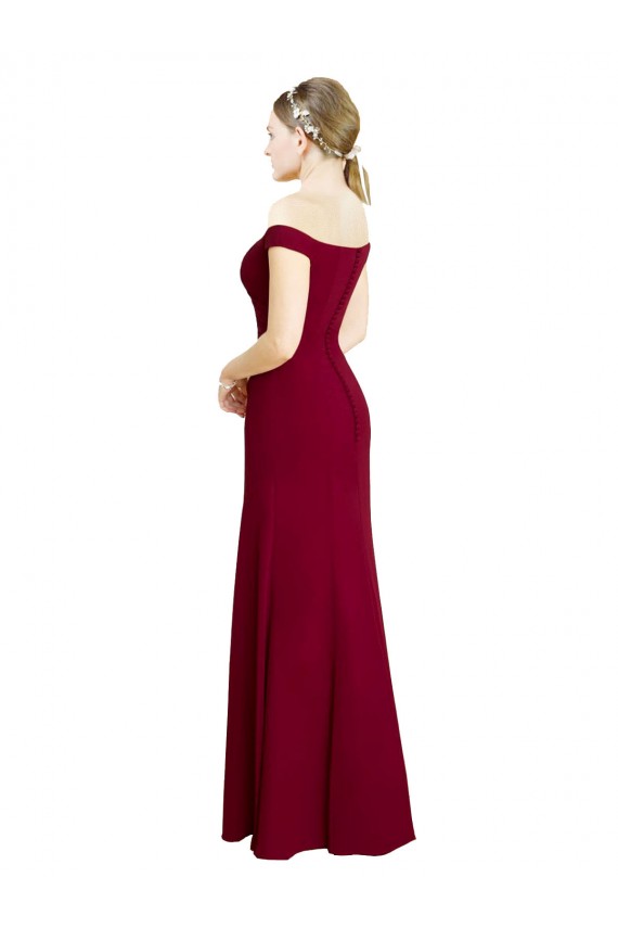 Off the Shoulder Long Chiffon Bridesmaid Dress / Prom Dress with Pleats