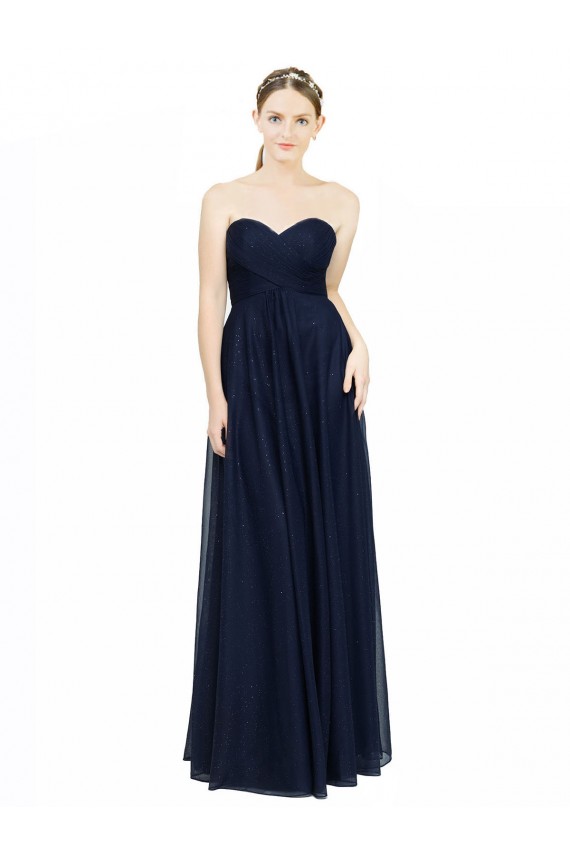 Strapless Sweetheart Long Chiffon Bridesmaid Dress Low Back