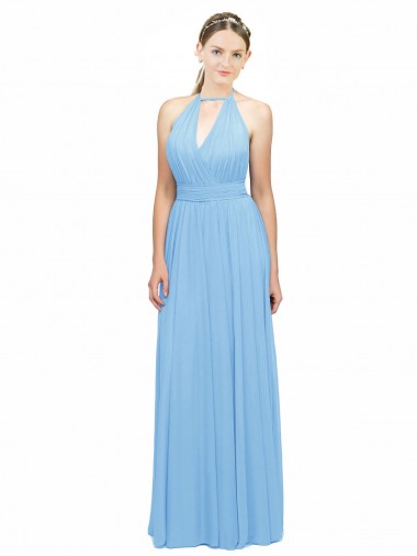 Shop Keyhole Front Sheath Chiffon Bridesmaid Dress with Open Tie Back UK