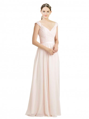 Shop Sweetheart A-Line Chiffon Bridesmaid Dress with Ruched Lace Bodice UK
