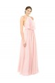 Halter Neck Chiffon Bridesmaid Dress with Double Ruffle Front