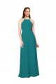 Simple Chiffon Bridesmaid Dress with High Halter Neckline