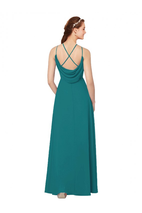 Simple Chiffon Bridesmaid Dress with High Halter Neckline