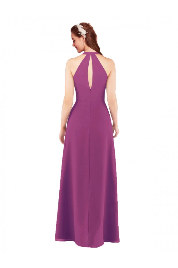 Sassy Chiffon Bridesmaid Dress with Halter Neckline