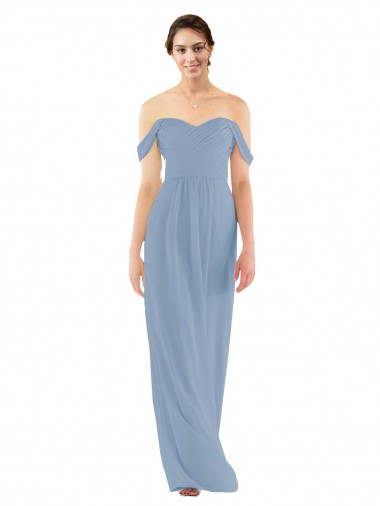 Shop Sweetheart Neckline Chiffon Off-the-Shoulder Bridesmaid Dress UK