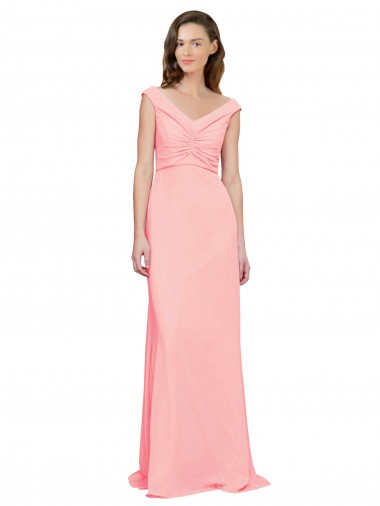 Shop Luxe Chiffon Bridesmaid Dress with Shoulder Tip Gathered Bodice UK