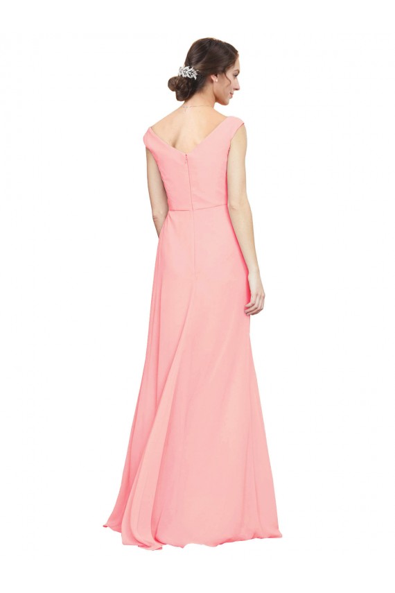Luxe Chiffon Bridesmaid Dress with Shoulder Tip Gathered Bodice