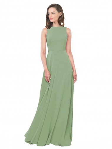 Shop High Neck Chiffon Bridesmaids Dress with Low Cowl Back UK