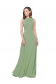 High Neck Chiffon Bridesmaids Dress with Low Cowl Back