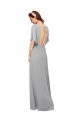 V-Neck Long Chiffon Bridesmaid Dress with Dolman Sleeved Bodice and Slit