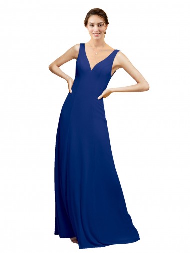 Shop V-Neck Sheath Chiffon Bridesmaid Dress with V-Back UK