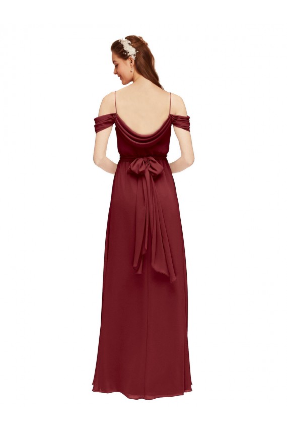 Grecian Inspired Draped Off the Shoulder Long Chiffon Bridesmaid Dress