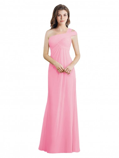Shop Single Shoulder Chiffon Bridesmaid Dress with Draped Bodice UK